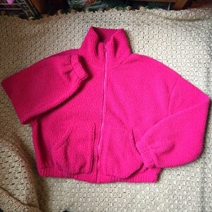 Old Navy Hot Pink Sherpa Fleece Zip-up Bomber Jacket S